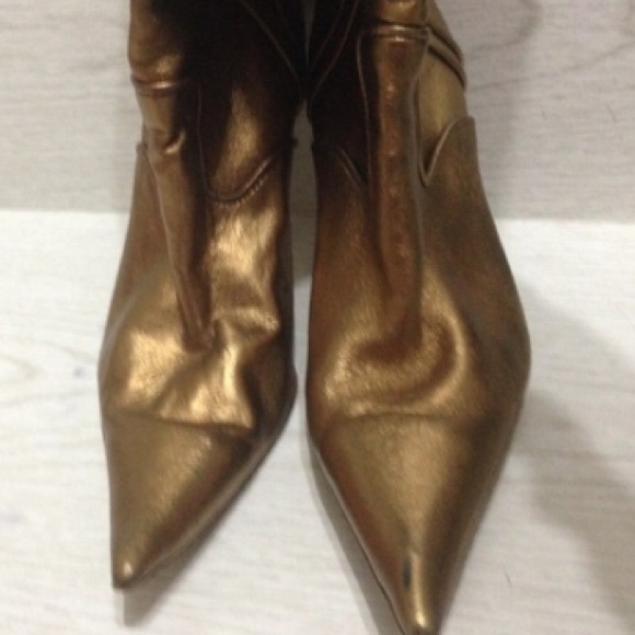 -ALDO leather metallic bronze cowboy boots - Picture 1 of 5